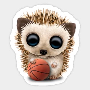 Baby Hedgehog Playing With Basketball Sticker